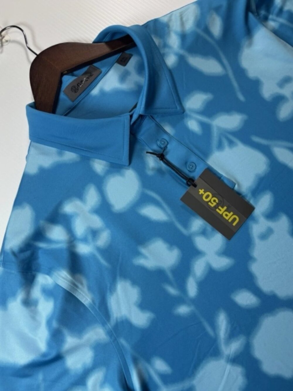 G/FORE Men's Floral Golf Polo Blue White Performance UPF 50 New w/Tags XXL